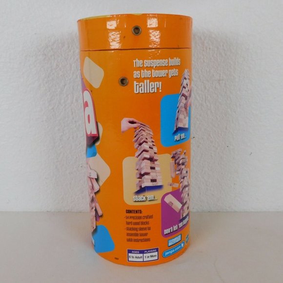 Jenga Original Wood Block Game Parker Brothers 2006 Orange Tube Family Game FLAW - Picture 2 of 8